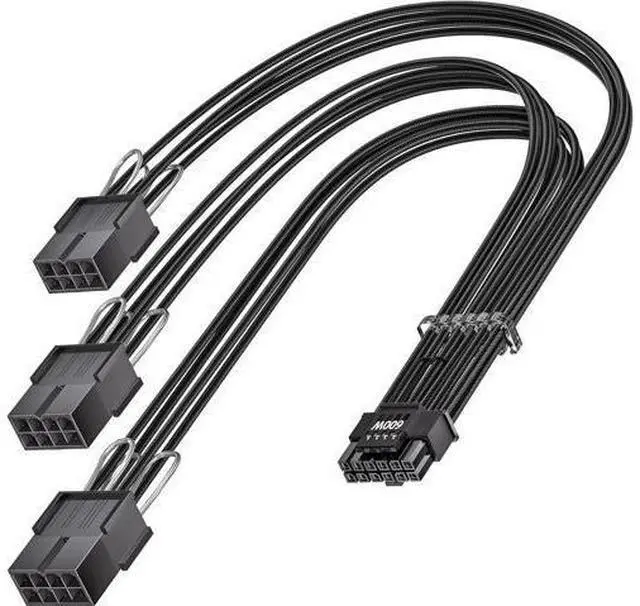 Main image of Fasgear PCI-e 5.0 Extension Cable 30cm/1ft 16 Pin(12+4) Male to PCIE 3x8Pin(6+2) Female Sleeved Extension Cable with 4 Cable Combs 12VHPWR 16AWG Cable Compatible for GPU RTX 3090Ti 4070Ti 4080 4090