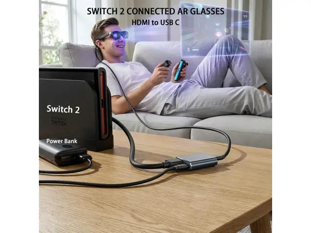 Alt view image 2 of 7 - HDMI to USB-C Adapter, HDMI to Type C Adapter for XREAL One/Viture/RayNeo Air/Rokid AR Glasses and Portable Monitor Compatible 4K 60Hz HDMI Source Devices: Switch 2, PS4/5, Xbox, Laptops