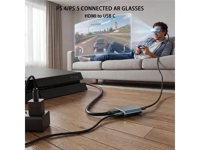 Alt view image 3 of 7 - HDMI to USB-C Adapter, HDMI to Type C Adapter for XREAL One/Viture/RayNeo Air/Rokid AR Glasses and Portable Monitor Compatible 4K 60Hz HDMI Source Devices: Switch 2, PS4/5, Xbox, Laptops