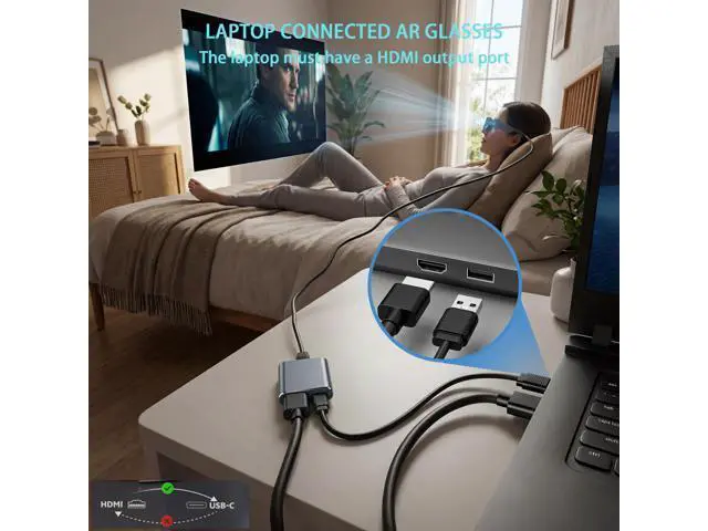 Alt view image 5 of 7 - HDMI to USB-C Adapter, HDMI to Type C Adapter for XREAL One/Viture/RayNeo Air/Rokid AR Glasses and Portable Monitor Compatible 4K 60Hz HDMI Source Devices: Switch 2, PS4/5, Xbox, Laptops