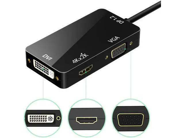 Alt view image 2 of 5 - Thunderbolt 2 Adapter 5K Mini Displayport to HDMI-compatible VGA DVI Video Converter for MacBook MacBook Pro iMac Surface proColor: Black (black)