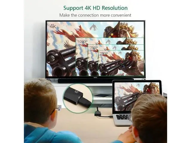 Alt view image 4 of 5 - Thunderbolt 2 Adapter 5K Mini Displayport to HDMI-compatible VGA DVI Video Converter for MacBook MacBook Pro iMac Surface proColor: Black (black)