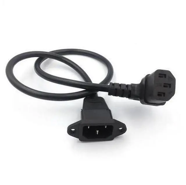 Main image of IEC320 C14 to C13 Extension cord C14 with screw holes and C13 Angled 60cm lenght H05VV-F 3G (Down Angel) (0.6M)