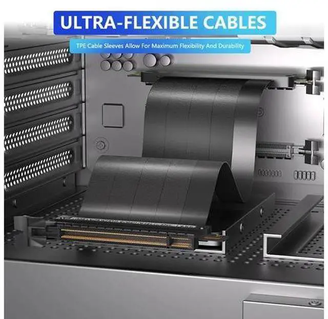 Alt view image 5 of 6 - PCIe 4.0 x16 Riser Cable Graphics Card Extension Cord High Speed 64G Flexible PCI Express Gen 4 GPU ITX PC Connector for Desktop