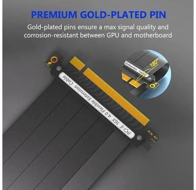 Alt view image 4 of 6 - PCIe 4.0 x16 Riser Cable Graphics Card Extension Cord High Speed 64G Flexible PCI Express Gen 4 GPU ITX PC Connector for Desktop
