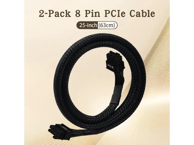 Alt view image 6 of 7 - (2-Pack) 8 Pin PCIe Cable for Corsair PSUs, ATX CPU 8 Male to PCIe (6+2) Male Power Adapter Sleeved 25-inch (63cm)