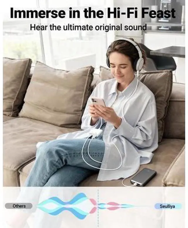 Alt view image 5 of 7 - USB C to 3.5mm Headphone Jack and Charger Adapter, 2-in-1 Audio & Fast Charging Splitter for Apple iPhone 17/16/15/Pro/Pro Max, iPad, Samsung, Pixel, and More 2Pack