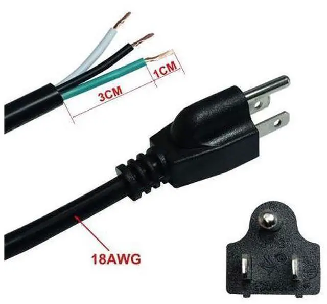 Alt view image 4 of 6 - 6ft 18 Gauge 3 Prong Heavy Duty Replacement Power Supply Cord Cable with Red Indicator LightInline Switch, NEMA 5-15 Plug US SJT 18AWG (10A)