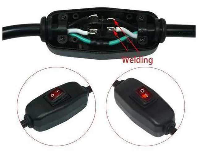 Alt view image 5 of 6 - 6ft 18 Gauge 3 Prong Heavy Duty Replacement Power Supply Cord Cable with Red Indicator LightInline Switch, NEMA 5-15 Plug US SJT 18AWG (10A)