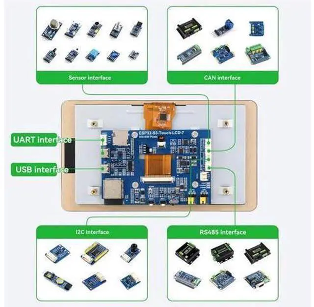 Alt view image 2 of 4 - ESP32 S3 No Touch LCD 7 Inch Capacitive Display Screen 800X 480 Development Board Xtensa LX7 BT5 CAN RS485 Sensor