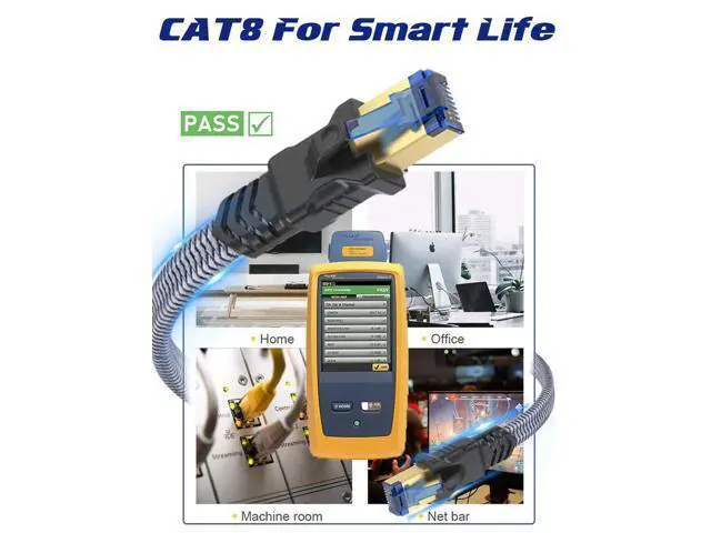Alt view image 7 of 7 - Cat 8 Ethernet Cable 50 ft, Fastest Cat8 Internet Network Cable High Speed 2000Mhz 40Gbps S/FTP RJ45 Cables for Gaming/PS4/5/Cat 9 Network, Braided Heavy Duty LAN Cable Shielded in Wall/Indoor&Outdoor