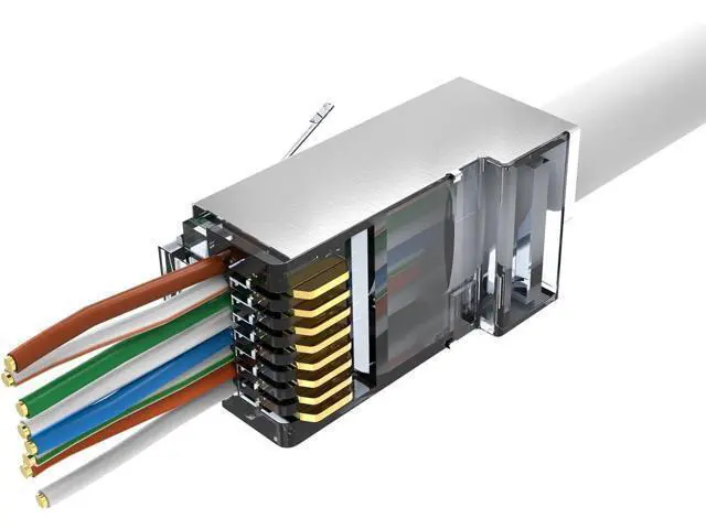 Alt view image 2 of 6 - Shielded rj45 cat6 cat 6a connectors Gold Plated Cat6 Pass Through Connectors 23awg Cat6 Shielded Cat6/Cat6a Modular Plugs Ethernet Ends (60 PCS)