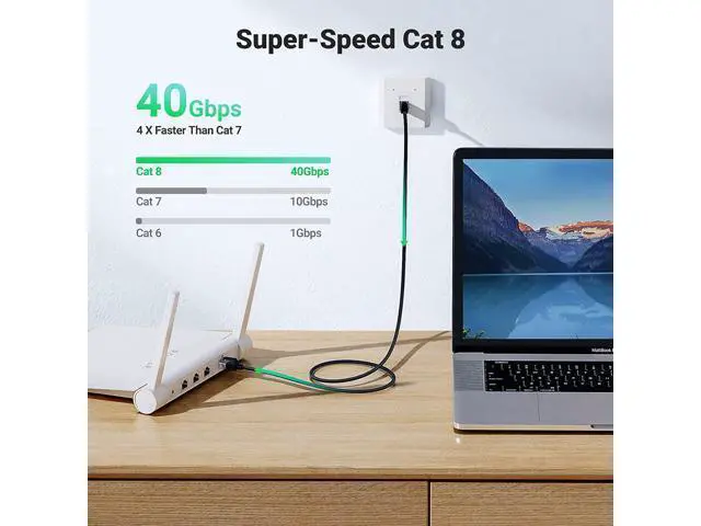 Alt view image 2 of 7 - UGREEN Cat 8 Ethernet Cable 50FT, High Speed Braided 40Gbps 2000Mhz Network Cord Cat8 RJ45 Shielded Indoor Heavy Duty LAN Cables Compatible for Gaming PC PS5 Xbox Modem Router 50 ft.