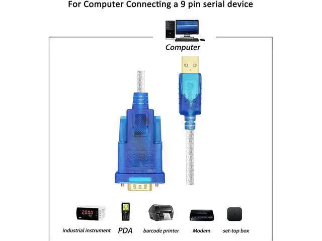 Alt view image 6 of 7 - USB to Serial Adapter Cable 16 ft DB9 Male RS232 to USB Cord with FTDI Chip Supports Windows 11 10 8 7 Mac Linux (5m)