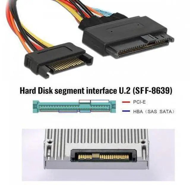 Alt view image 5 of 7 - FVH MCIO 4x Mini Cool Edge IO to U.2 SFF-8639 NVME PCIe PCI-Express Cable for Mainboard SSD