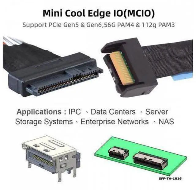 Alt view image 7 of 7 - FVH MCIO 4x Mini Cool Edge IO to U.2 SFF-8639 NVME PCIe PCI-Express Cable for Mainboard SSD