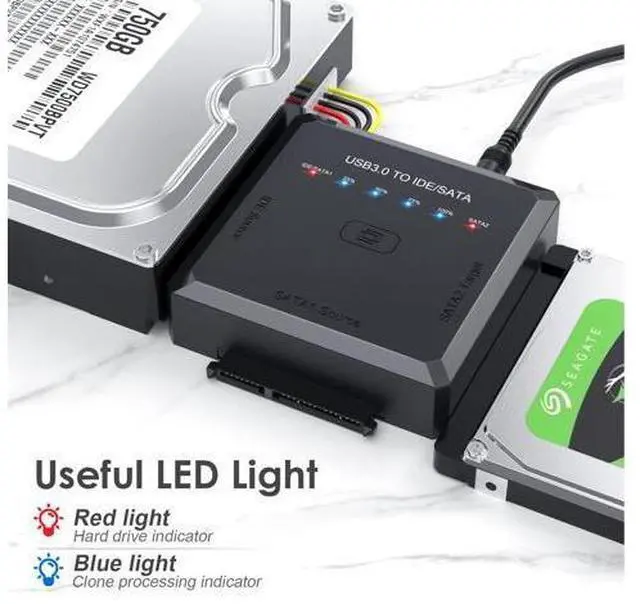 Alt view image 3 of 7 - Hard Drive Reader Ultra Recovery Converter, SATA IDE to USB 3.0 Adapter for 2.5" 3.5" HDD/SSD, USB to SATA/IDE One Touch Clone with 12V Power Adapter