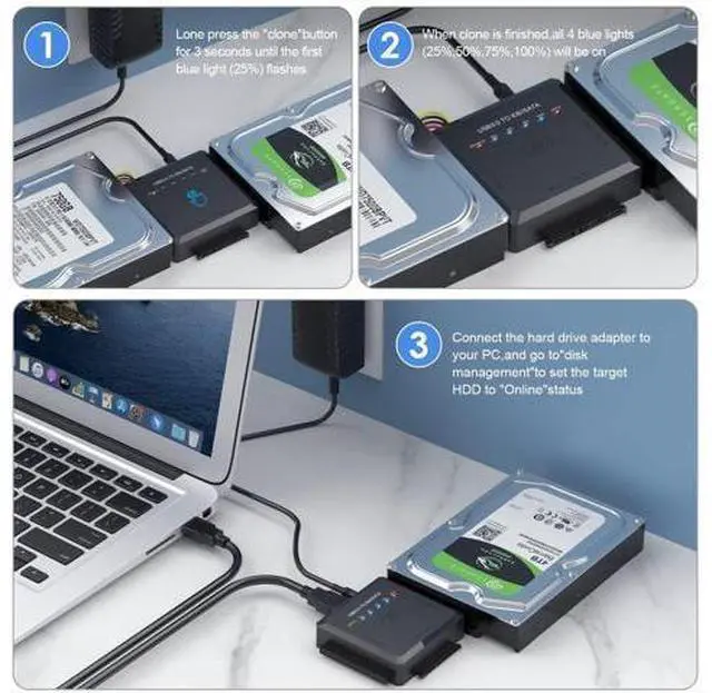 Alt view image 4 of 7 - Hard Drive Reader Ultra Recovery Converter, SATA IDE to USB 3.0 Adapter for 2.5" 3.5" HDD/SSD, USB to SATA/IDE One Touch Clone with 12V Power Adapter