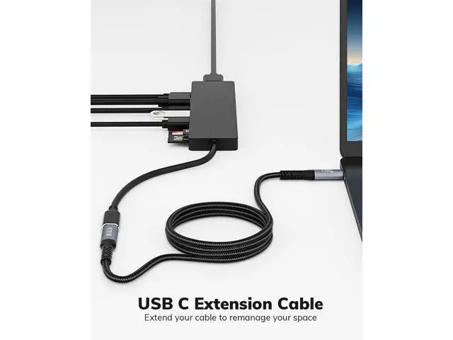 Alt view image 2 of 7 - USB C Extension Cable 15FT - 10Gbps Data Transfer, 100W Fast Charging, 4K Video Support, Compatible with MacBook Air M2 Pro, iPad Pro, iPhone 16 Series, and More