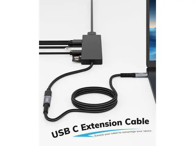 Alt view image 2 of 7 - USB C Extension Cable 10FT - 10Gbps Data Transfer, 100W Fast Charging, 4K Video Support, Compatible with MacBook Air M2 Pro, iPad Pro, iPhone 16 Series, and More