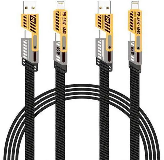 Main image of Multi Charging Cable (3ft 2Pack), 4 in 1 Charging Cable Travel Essentials Nylon Braided Cord USB A/C Port iPhone Charger Cord with Type C Lightning USB for Apple iPhone Android Phone