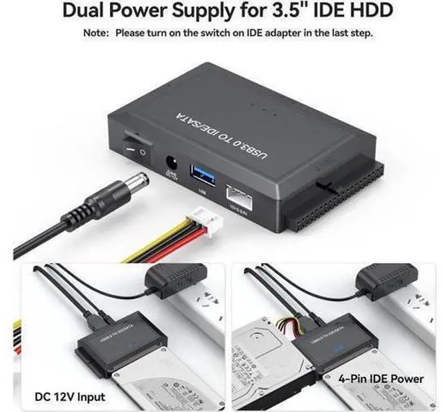 Alt view image 5 of 7 - Hard Drive Reader SATA IDE to USB 3.0 Adapter, USB 3.0 to SATA/IDE Hard Drive Ultra Recovery Converter Kit Data Retrieval Device for 2.5" 3.5" HDD SSD Hard Drive Disk 5.25" DVD/CD-ROM Optical Drive