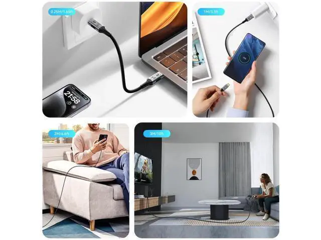 Alt view image 7 of 7 - 10ft USB-C to USB-C Cable, 20Gbps Data Transfer, 4K@60Hz Video, 240W Fast Charge, Compatible with Laptops, Tablets, Smartphones, and Computers