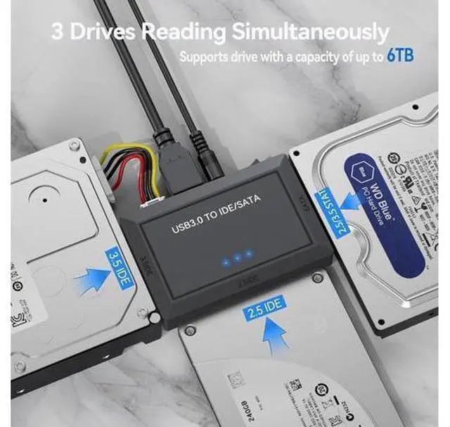 Alt view image 3 of 7 - Hard Drive Reader SATA IDE to USB 3.0 Adapter, USB 3.0 to SATA/IDE Hard Drive Ultra Recovery Converter Kit Data Retrieval Device for 2.5" 3.5" HDD SSD Hard Drive Disk 5.25" DVD/CD-ROM Optical Drive