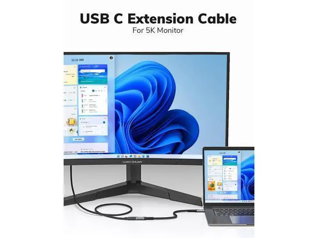 Alt view image 4 of 7 - USB C Extension Cable 15FT - 10Gbps Data Transfer, 100W Fast Charging, 4K Video Support, Compatible with MacBook Air M2 Pro, iPad Pro, iPhone 16 Series, and More