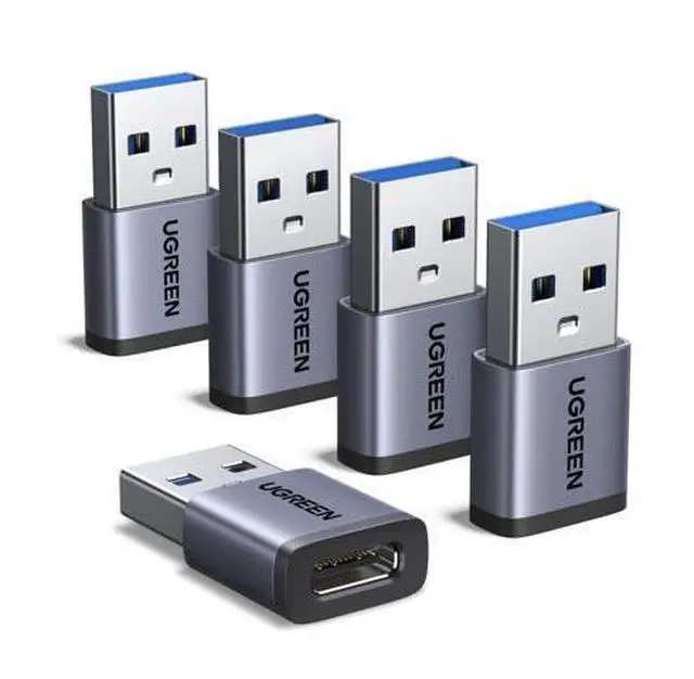 Main image of USB to USB C Adapter 5 Pack, 10Gbps USBC Female to A Male Adapter, Type C USB C Cable Converter for iPhone 17 16 15 14 13 Plus Pro Max,iPad Air Mini 6 7,Samsung Galaxy S23 S24,iPad Air