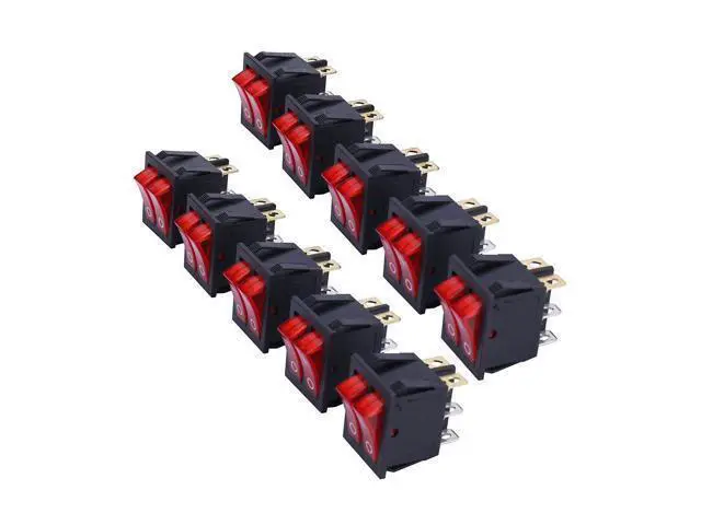 Alt view image 2 of 5 - ELECALL 15A250V 20A125V KCD8-212N Red Button Rocker Switch 6 Pin Rocker Power Switch Double Rocker Switch 10pcs/lot