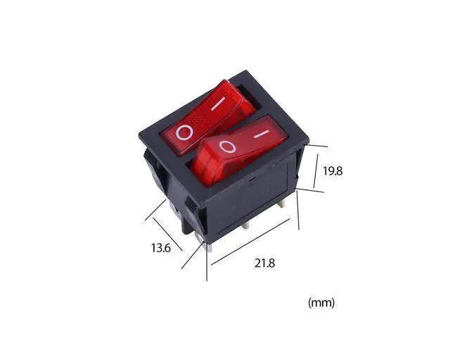 Alt view image 3 of 5 - ELECALL 15A250V 20A125V KCD8-212N Red Button Rocker Switch 6 Pin Rocker Power Switch Double Rocker Switch 10pcs/lot