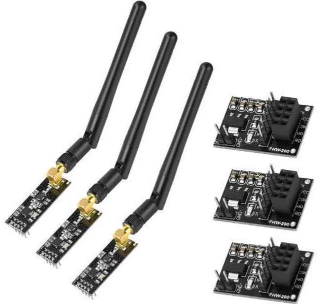 Main image of 3PCS NRF24L01+PA+LNA Module with SMA 2.4 GHz 1100m+3PCS nrf24 8 Pin Socket Breakout Adapters Compatible