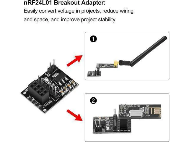 Alt view image 3 of 7 - 3PCS NRF24L01+PA+LNA Module with SMA 2.4 GHz 1100m+3PCS nrf24 8 Pin Socket Breakout Adapters Compatible