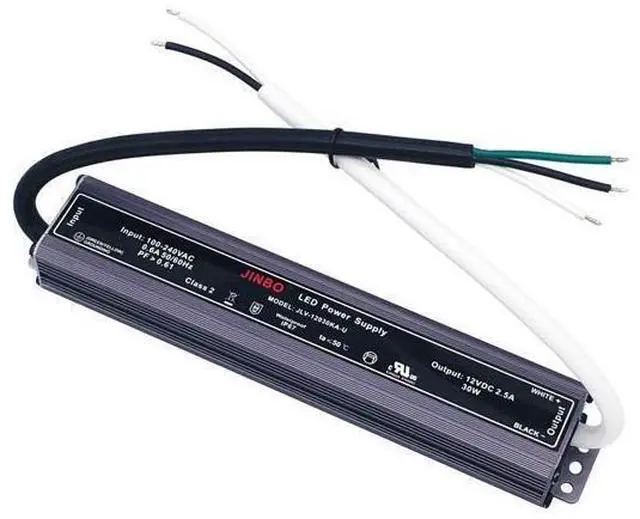 Main image of JINBO 12V DC Power Supply 30W, 100V-240V AC to 12V DC LED Low Voltage Transformer,IP 67 Waterproof Converter Constant Voltage LED Driver for Lightings (30 Watts)