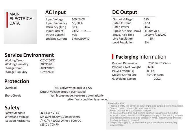 Alt view image 3 of 4 - JINBO 12V DC Power Supply 30W, 100V-240V AC to 12V DC LED Low Voltage Transformer,IP 67 Waterproof Converter Constant Voltage LED Driver for Lightings (30 Watts)