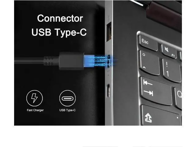 Alt view image 2 of 7 - 2 Prong 65W USB-C AC Adapter Compatible with Thinkpad T480 T480s T490 T490s T495 T495s T580 T590 E480 E490 E490s E495 E580 E590 E595 X1 Carbon X395 Power Cord