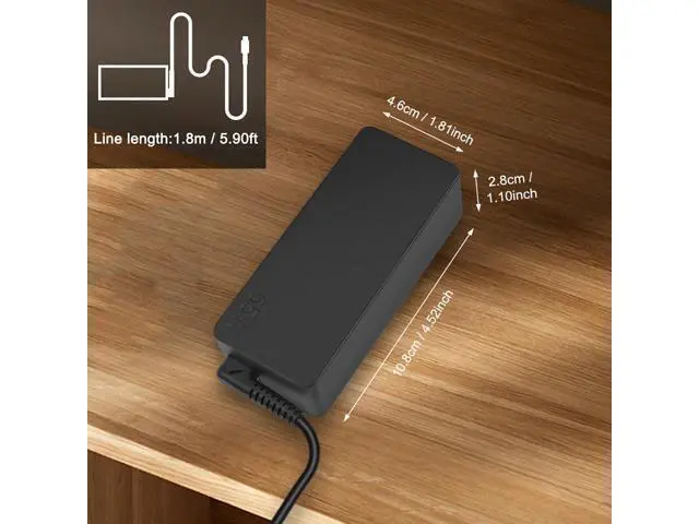 Alt view image 4 of 7 - 2 Prong 65W USB-C AC Adapter Compatible with Thinkpad T480 T480s T490 T490s T495 T495s T580 T590 E480 E490 E490s E495 E580 E590 E595 X1 Carbon X395 Power Cord