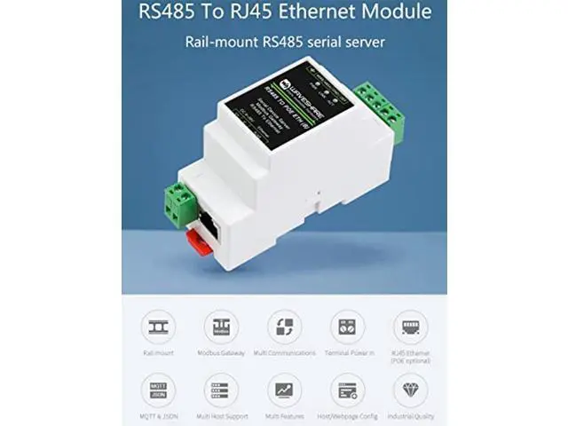 Alt view image 2 of 5 - RS485 to RJ45 Ethernet with POE Function Modbus/MQTT Gateway, Bi-Directional Transparent Data Transmission Between RS485 and Ethernet, 6~36V DC Screw Terminal, or PoE Port Power Supply