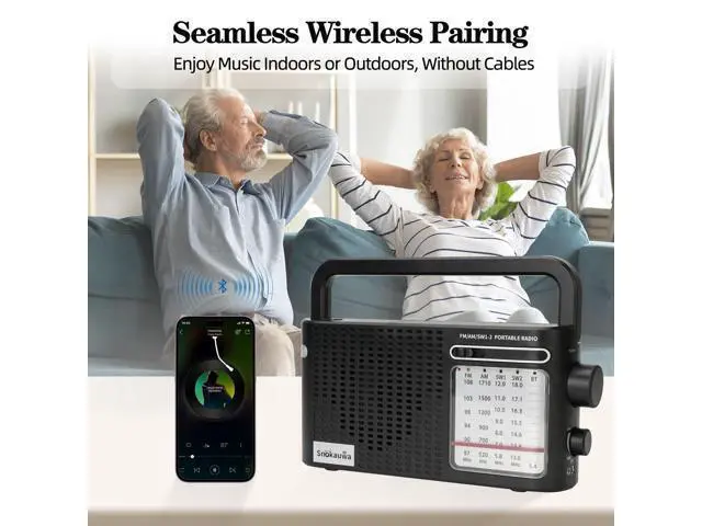 Alt view image 4 of 7 - Portable Weather Radio AM FM SW, Wall Plug and Battery Powered, Transistor Radio with Bluetooth, Big Speaker, Large Dial, High/Low Tone Mode, Earphone Jack, Flashlight for Home and Outdoor