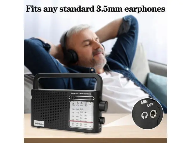 Alt view image 5 of 7 - Portable Weather Radio AM FM SW, Wall Plug and Battery Powered, Transistor Radio with Bluetooth, Big Speaker, Large Dial, High/Low Tone Mode, Earphone Jack, Flashlight for Home and Outdoor