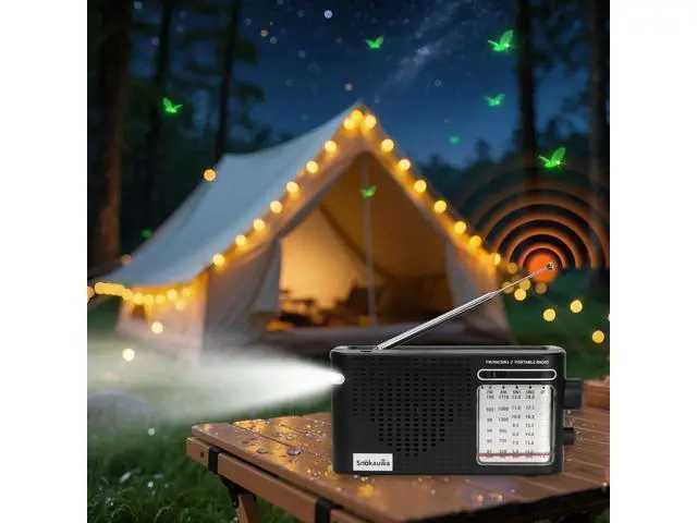 Alt view image 6 of 7 - Portable Weather Radio AM FM SW, Wall Plug and Battery Powered, Transistor Radio with Bluetooth, Big Speaker, Large Dial, High/Low Tone Mode, Earphone Jack, Flashlight for Home and Outdoor