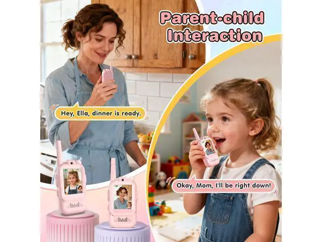 Alt view image 6 of 7 - Video Walkie Talkies for Kids, 2 Pack Facetime Walkie Talkies with HD Camera & Voice Changer for Boys Girls for Family Games, Indoor, Outside, Hiking Christmas Birthday Toys Gift Ages 3-12 (Pink)