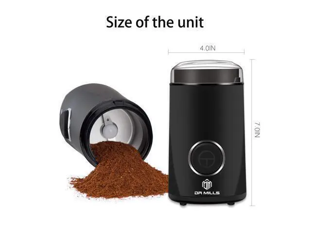 Alt view image 2 of 7 - DM-7441 Coffee Grinder Electric, Coffee Bean and Dried Spice Grinder, One Touch Operation, Blade and Cup Made with SUS304 Stainless Steel (Black)