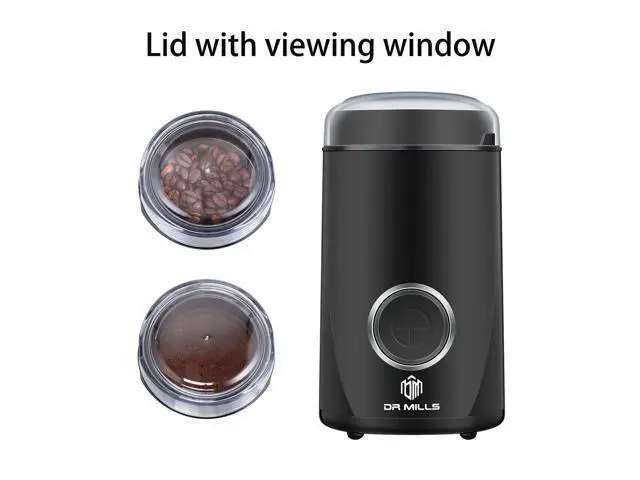 Alt view image 6 of 7 - DM-7441 Coffee Grinder Electric, Coffee Bean and Dried Spice Grinder, One Touch Operation, Blade and Cup Made with SUS304 Stainless Steel (Black)
