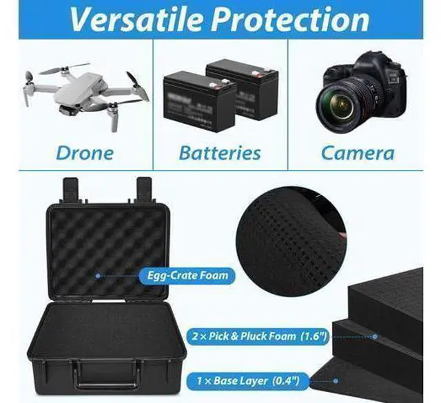 Alt view image 2 of 7 - Hard Case with Foam, Interior- 11.4 x 9.8" x 5.7, Waterproof Hard Case with Customizable Foam for Test Instruments Compact Cameras and Tools