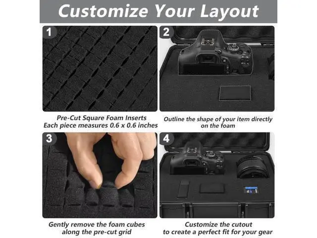 Alt view image 2 of 7 - 11 Inch Foam Case with Customizable Foam for Test Instruments, Camera Accessories, Equipment, Electronics, and Tools & More 11.4 x 9.8 x 5.7 Inches