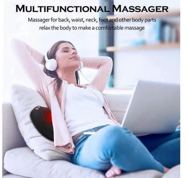 Alt view image 2 of 7 - Back Massager with Heat,Shiatsu Neck Massager Pillow for Back,Neck,Shoulder,Foot & Lower Back Pain Relief,Electric Kneading Massager, Gifts for Women/Men/Dad/Mom/Fathers Day/Mothers Day