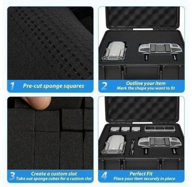Alt view image 3 of 7 - Hard Case with Foam, Interior- 11.4 x 9.8" x 5.7, Waterproof Hard Case with Customizable Foam for Test Instruments Compact Cameras and Tools