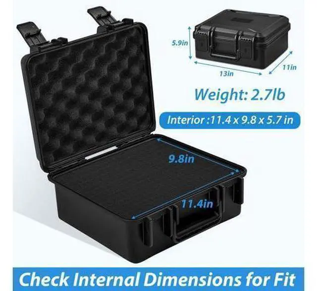 Alt view image 5 of 7 - Hard Case with Foam, Interior- 11.4 x 9.8" x 5.7, Waterproof Hard Case with Customizable Foam for Test Instruments Compact Cameras and Tools